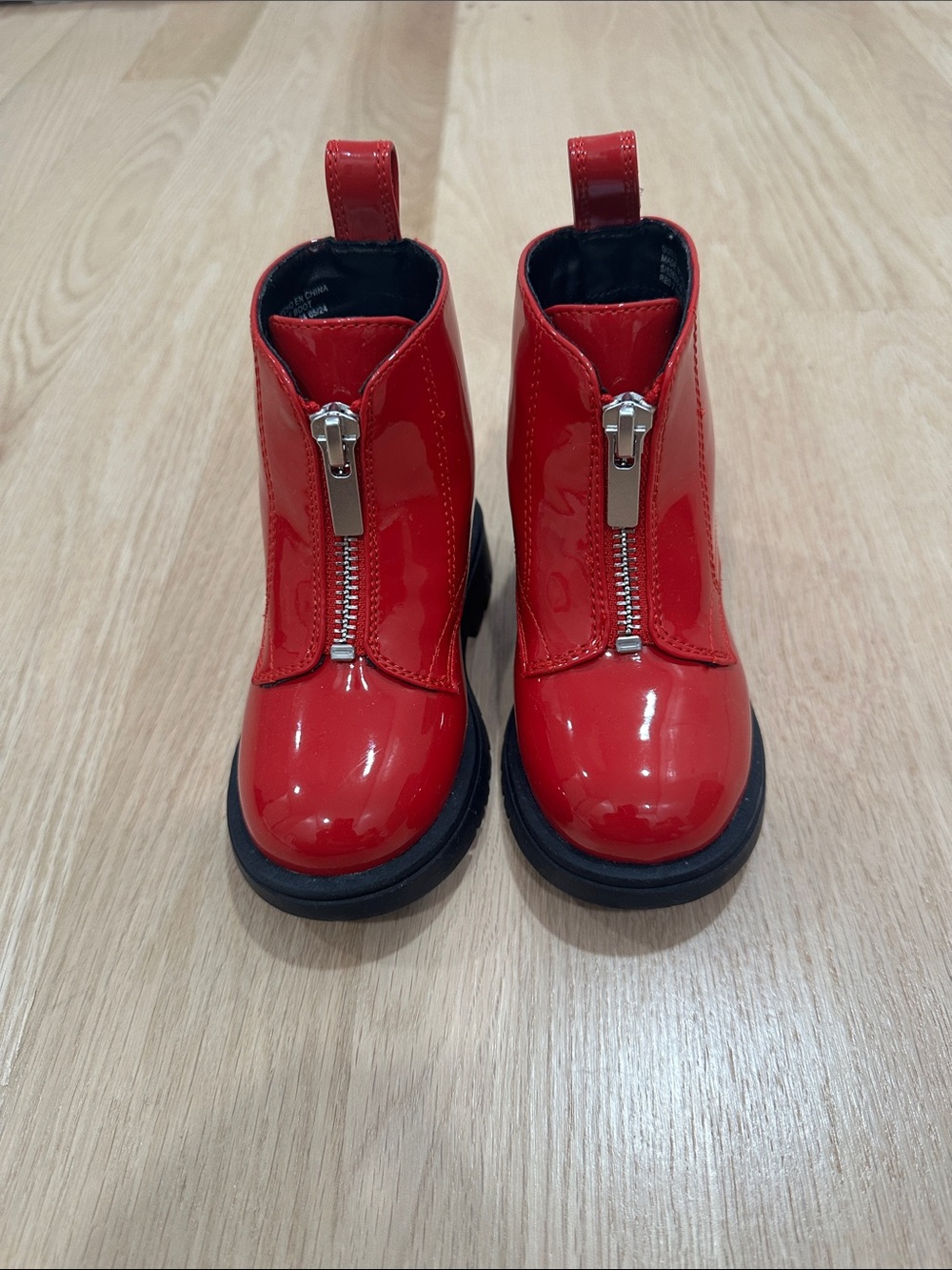 GAP Red Patent Front-Zip Kids Boots